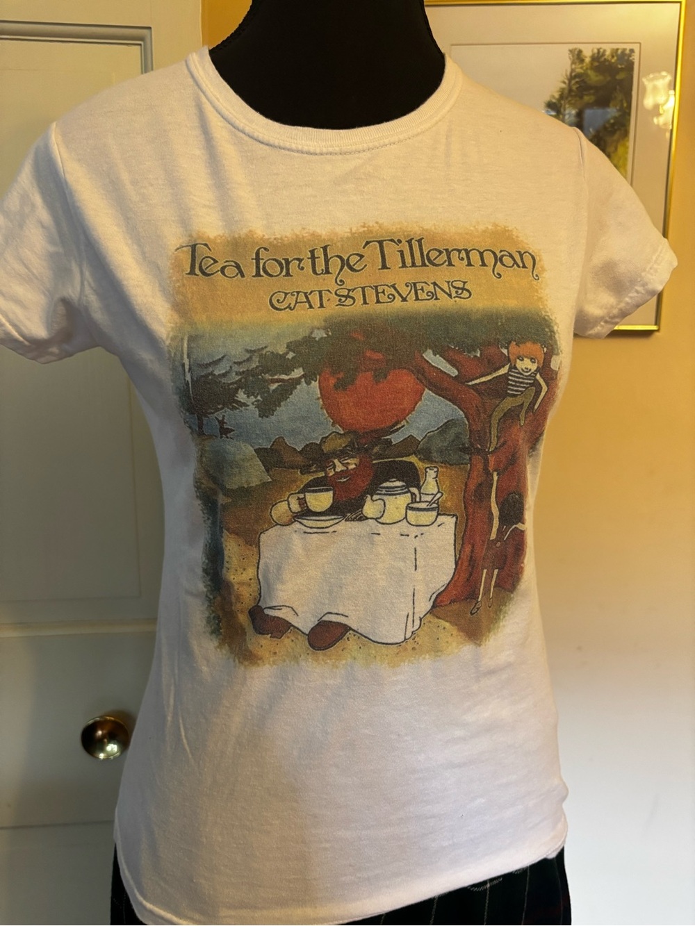 Cat Stevens Tea For The Tillerman white baby tee size ladies small